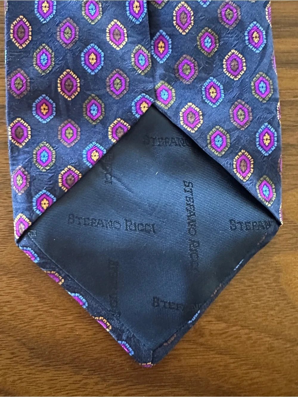 Stefano Ricci Navy Tie with Purple, Blue & Gold Medallions